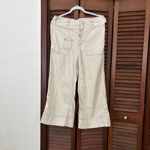 Pilcro Beige Trousers with Red Stitching